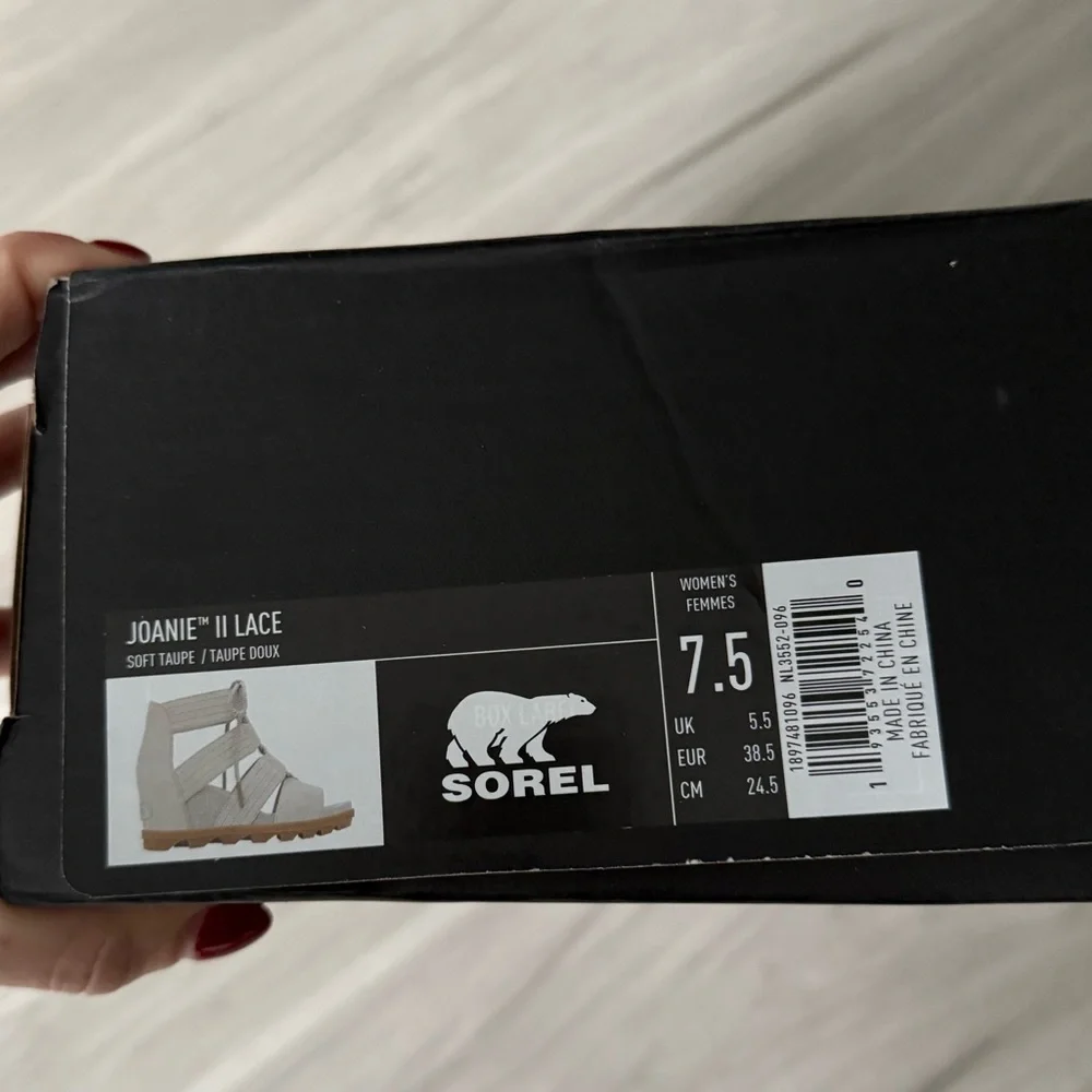 Sorel Joanie II Lace Wedges soft Taupe leather 7.5 - Picture 2 of 6